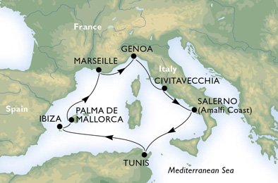 MIDDELLANDSE ZEE - Italië,  Tunesië,  Spanje,  Frankrijk