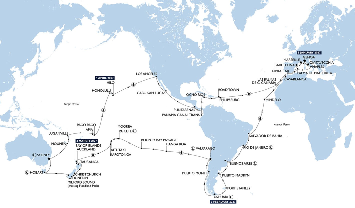 World Cruise 2027, Itinerary | MSC Cruises