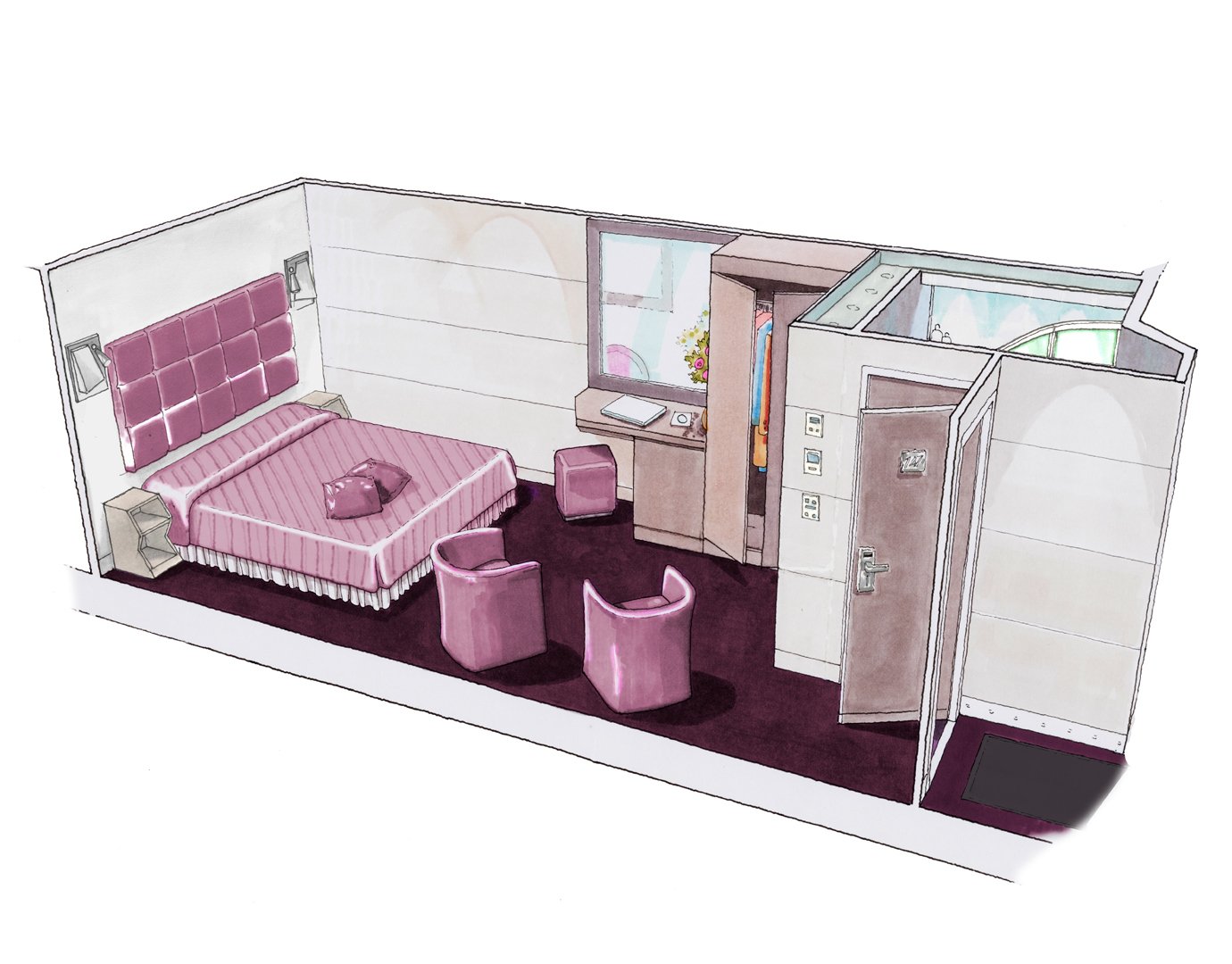 MSC Grandiosa Cabin: Interior 06 3d MSC Grandiosa Cabin: Interior 06 3d