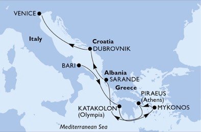 Italië, Griekenland, Albanië, Kroatië