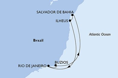 Rio de Janeiro, Buzios, Salvador, Ilheus, Rio de Janeiro