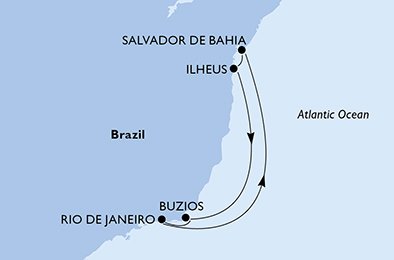 Rio de Janeiro, Salvador, Ilheus, Buzios, Rio de Janeiro
