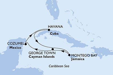 Cuba, Jamaica, Kaaiman Eilanden, Mexico