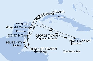 Cuba, Belize, Honduras, Mexico, Jamaica, Kaaiman Eilanden