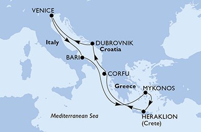 Italië, Griekenland, Kroatië