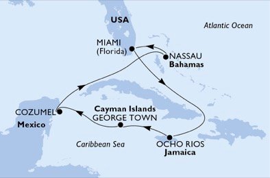 Verenigde Staten, Jamaica, Kaaiman Eilanden, Mexico, Bahamas