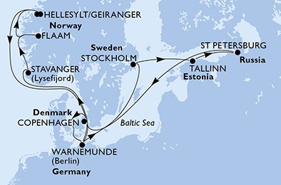 Denemarken, Duitsland, Zweden, Estonia, Rusland, Noorwegen