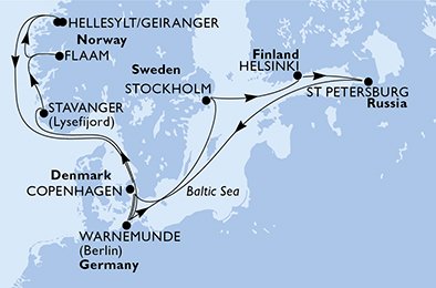 Denemarken, Duitsland, Noorwegen, Zweden, Finland, Rusland