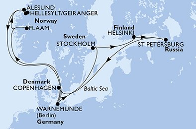 Denemarken, Duitsland, Zweden, Finland, Rusland, Noorwegen