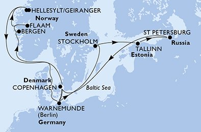 Denemarken, Duitsland, Zweden, Estonia, Rusland, Noorwegen