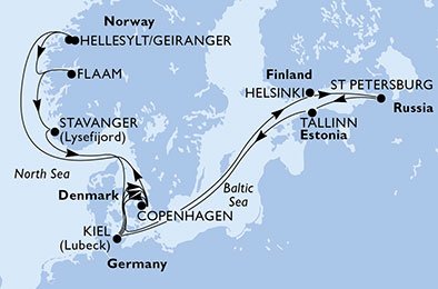 Denemarken, Finland, Rusland, Estonia, Duitsland, Noorwegen