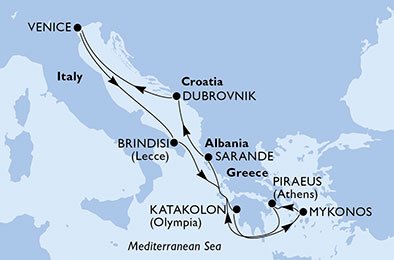 Italië, Griekenland, Albanië, Kroatië