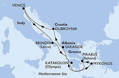 Italië, Griekenland, Albanië, Kroatië