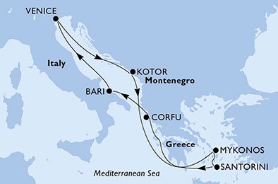 Italië, Montenegro, Griekenland