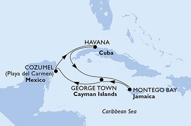 Mexico, Cuba, Jamaica, Kaaiman Eilanden