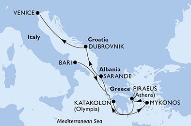 Italië, Griekenland, Albanië, Kroatië