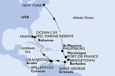 Verenigde Staten, St. Maarten, Martinique, Barbados, Grenada, Aruba, Bahamas