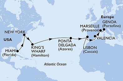 Verenigde Staten, Bermuda, Portugal, Spanje, Frankrijk, Italië