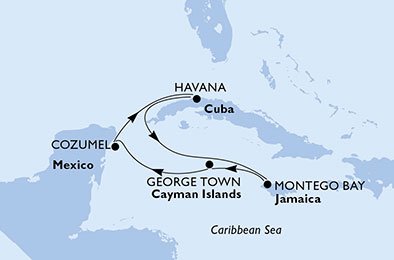 Mexico, Cuba, Jamaica, Kaaiman Eilanden