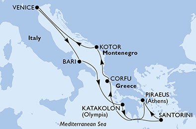 Italië, Griekenland, Montenegro