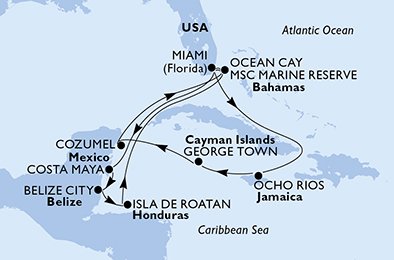 Verenigde Staten, Jamaica, Kaaiman Eilanden, Mexico, Bahamas, Belize, Honduras