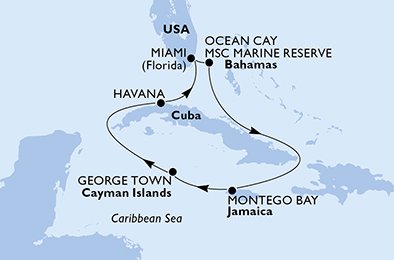 Verenigde Staten, Bahamas, Jamaica, Kaaiman Eilanden, Cuba