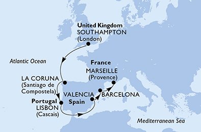Groot-Brittannië, Spanje, Portugal, Frankrijk