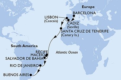 Spanje, Portugal, Brazilië, Argentinië