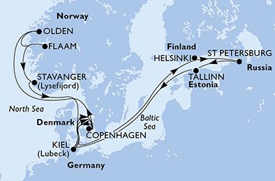 Denemarken, Finland, Rusland, Estonia, Duitsland, Noorwegen