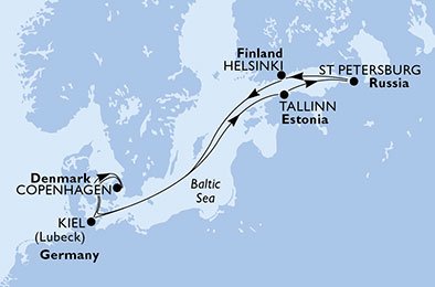 Denemarken, Estonia, Rusland, Finland, Duitsland