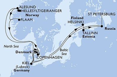 Duitsland, Denemarken, Noorwegen, Finland, Estonia, Rusland