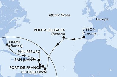 Portugal, Barbados, Martinique, St. Maarten, Puerto Rico, Verenigde Staten