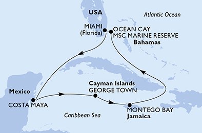 Verenigde Staten, Mexico, Kaaiman Eilanden, Jamaica, Bahamas
