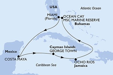 Verenigde Staten, Mexico, Kaaiman Eilanden, Jamaica, Bahamas
