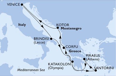 Italië, Griekenland, Montenegro
