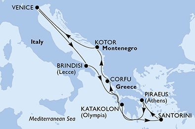 Italië, Griekenland, Montenegro