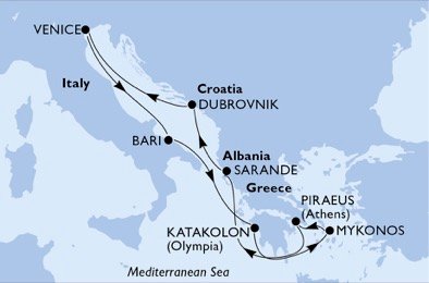 Italië, Griekenland, Albanië, Kroatië