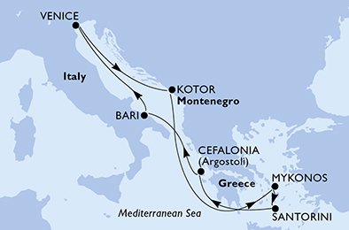 Italië, Montenegro, Griekenland