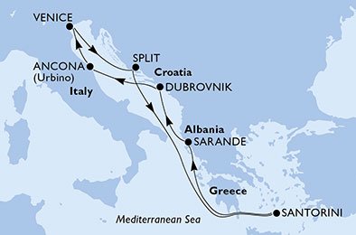 Italië, Kroatië, Griekenland, Albanië