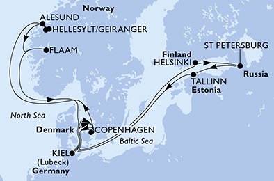 Duitsland, Denemarken, Finland, Rusland, Estonia, Noorwegen