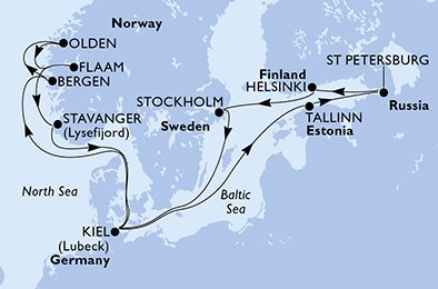 Duitsland, Estonia, Rusland, Finland, Zweden, Noorwegen