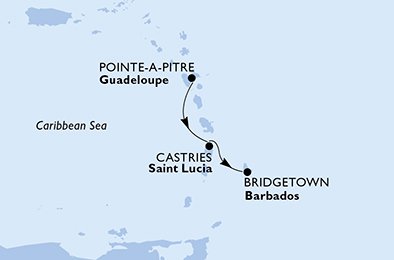 Guadeloupe, Saint Lucia, Barbados