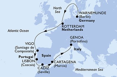 Duitsland, Nederland, Spanje, Portugal, Italië