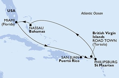 Verenigde Staten, Puerto Rico, Britse Maagdeneilanden, Nederlandse Antillen, Bahamas