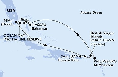 Verenigde Staten, Bahamas, Puerto Rico, Britse Maagdeneilanden, Nederlandse Antillen