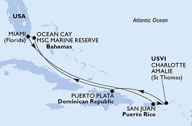 Verenigde Staten, Puerto Rico, Virgin Islands (U.S.), Dominicaanse Republiek, Bahamas