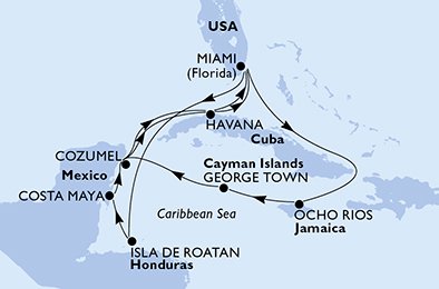 Verenigde Staten, Honduras, Mexico, Cuba, Jamaica, Kaaiman Eilanden