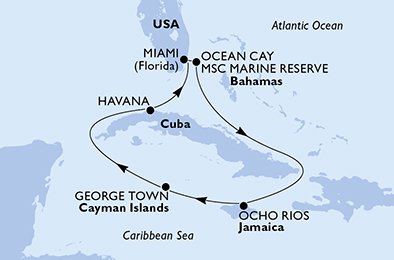 Verenigde Staten, Bahamas, Jamaica, Kaaiman Eilanden, Cuba