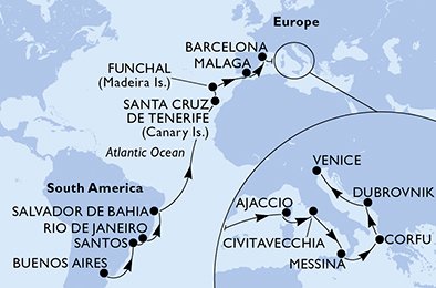 Argentinië, Brazilië, Spanje, Portugal, Frankrijk, Italië, Griekenland, Kroatië