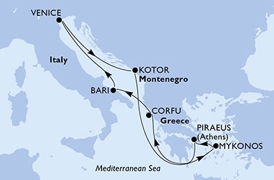 Italië, Montenegro, Griekenland
